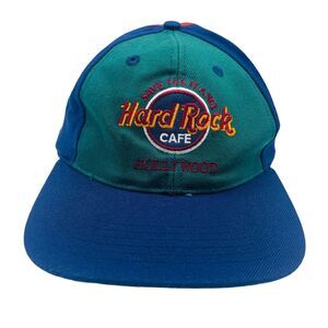 Vintage Hard Rock Cafe Hat Cap Snapback Multicolor Panel Hollywood California